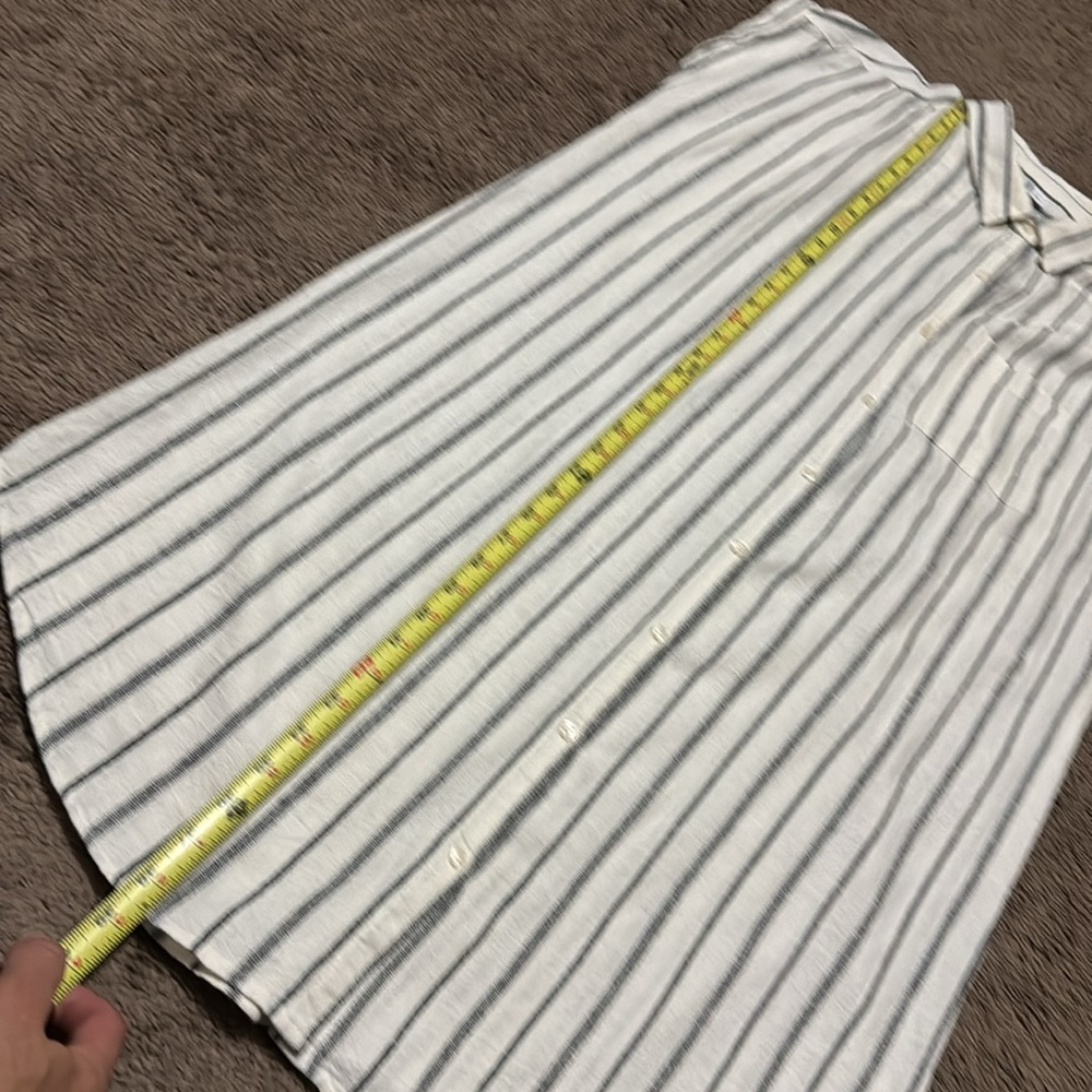 Old Navy-Sz L-Linen Button Front Dress-White & Black Stripes- - Picture 12 of 16